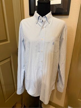 johnnie-O Light Blue Gingham Button-Down Shirt